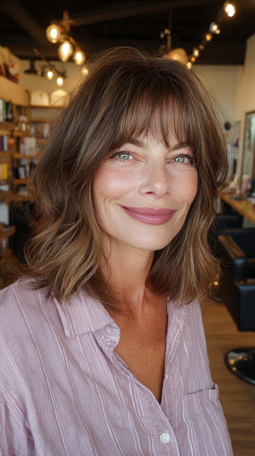 Sun-Kissed Layered Cut with Choppy Bangs