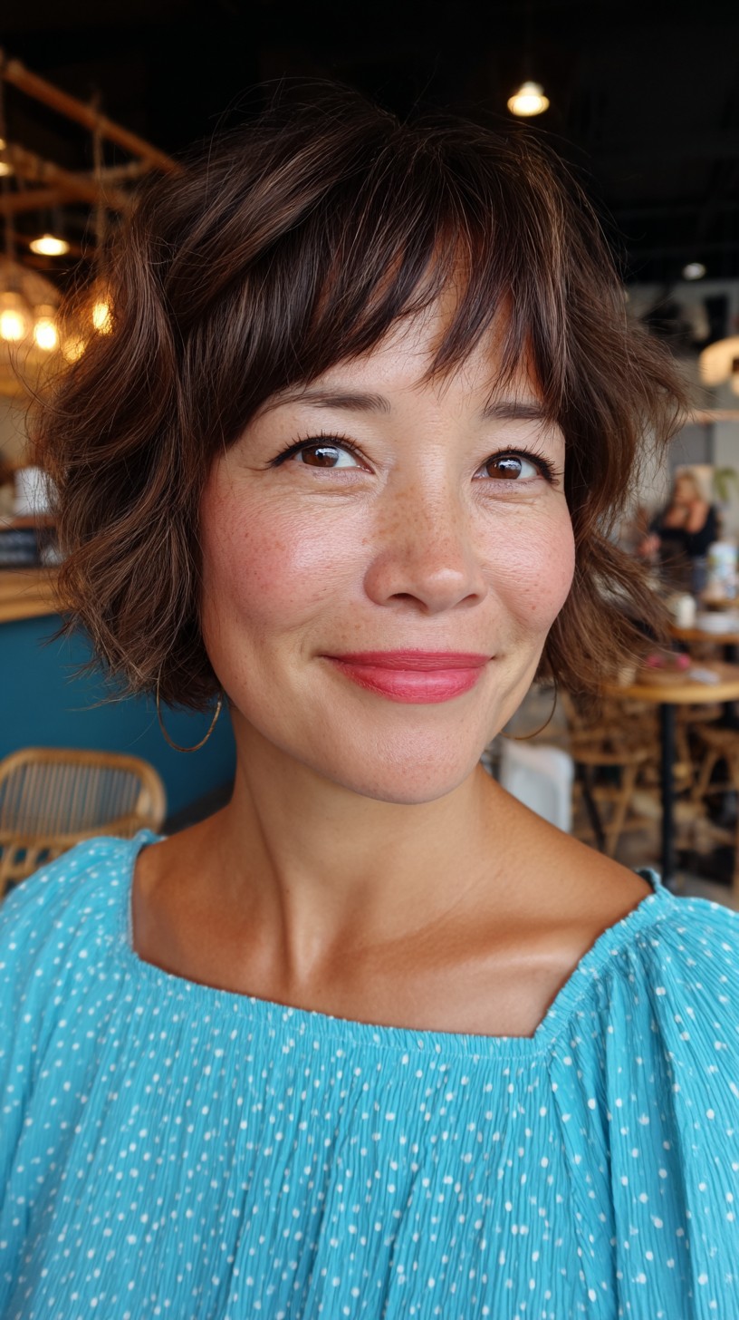 Textured Bob with Playful Choppy Bangs