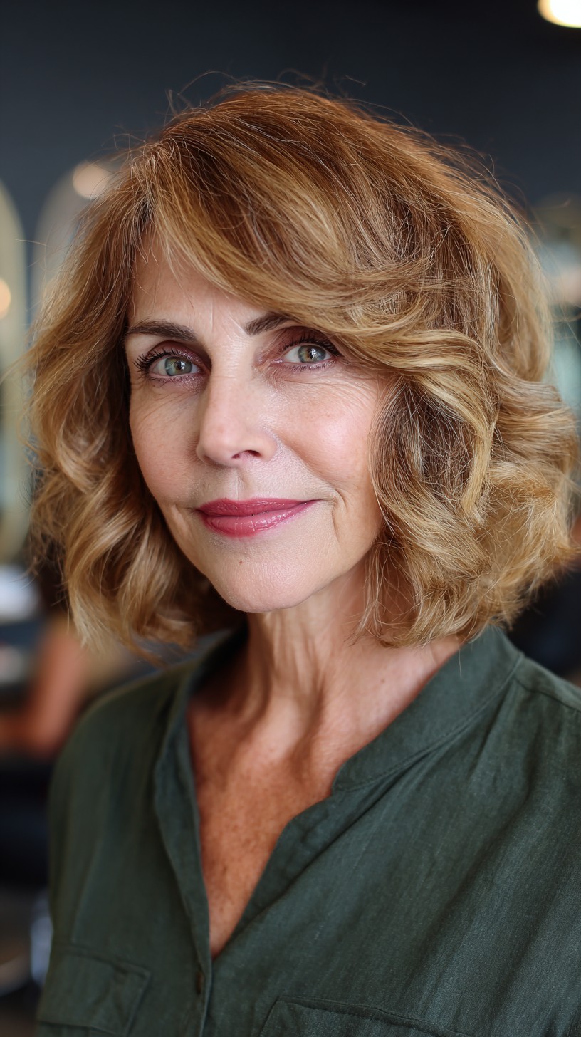 Textured Bob with Soft Waves and Subtle Highlights