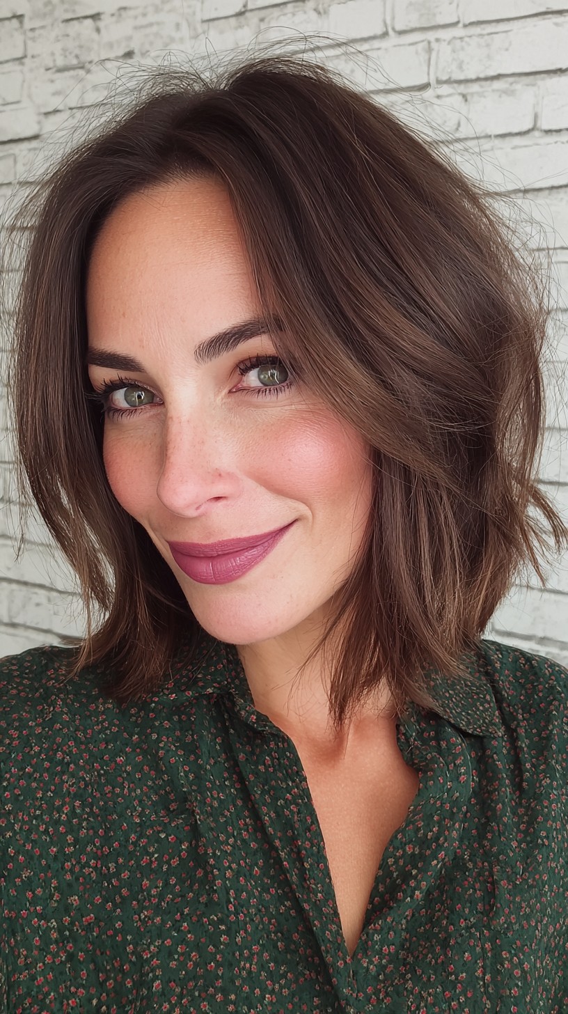 Textured Brunette Bob with Soft Layers