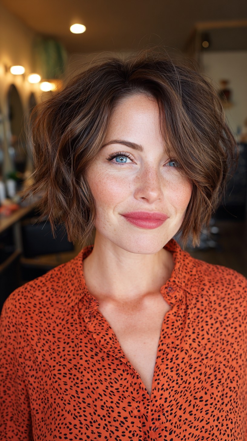 Textured Brunette Bob with Soft Movement