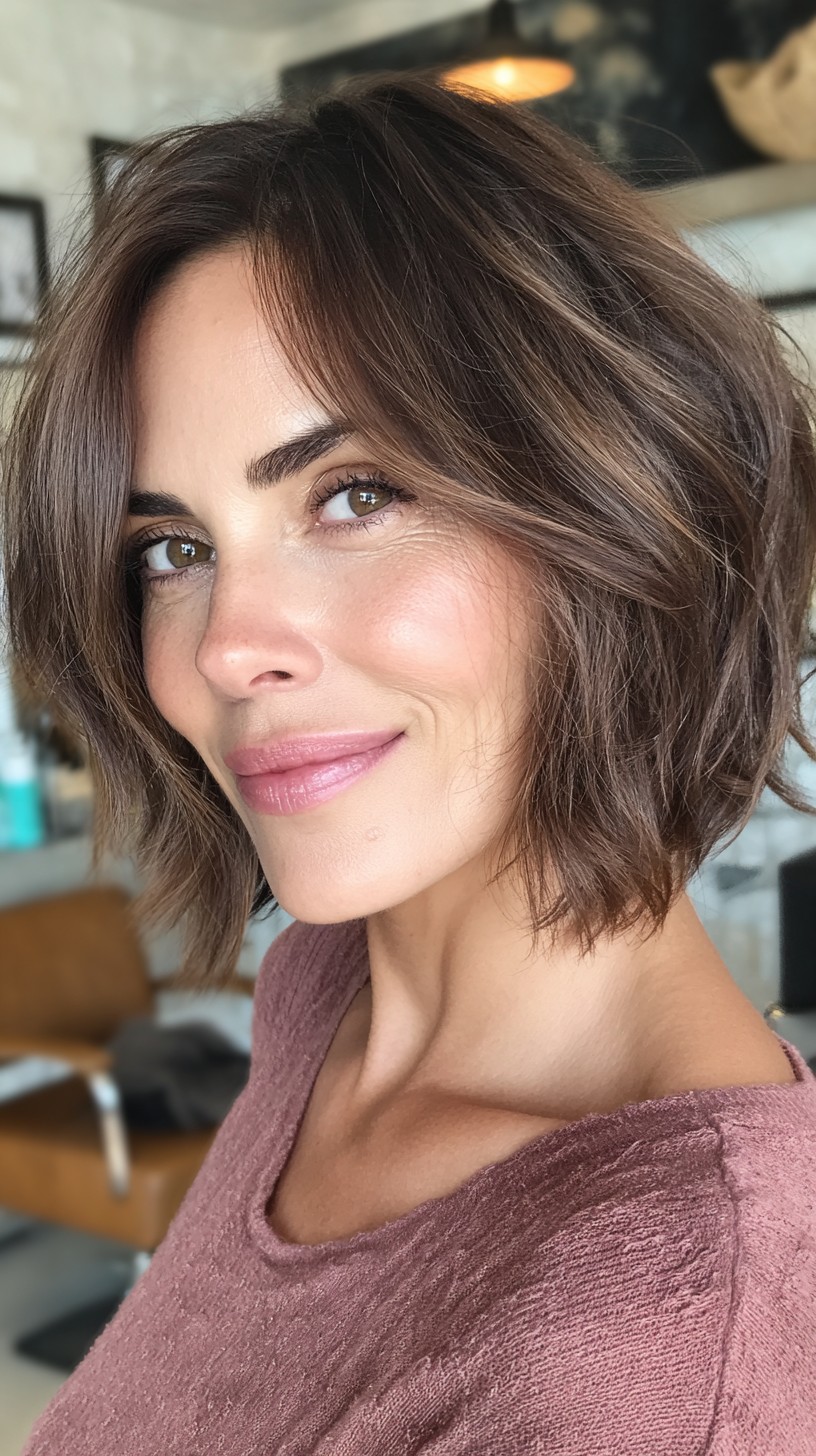 Textured Brunette Bob with Soft Waves