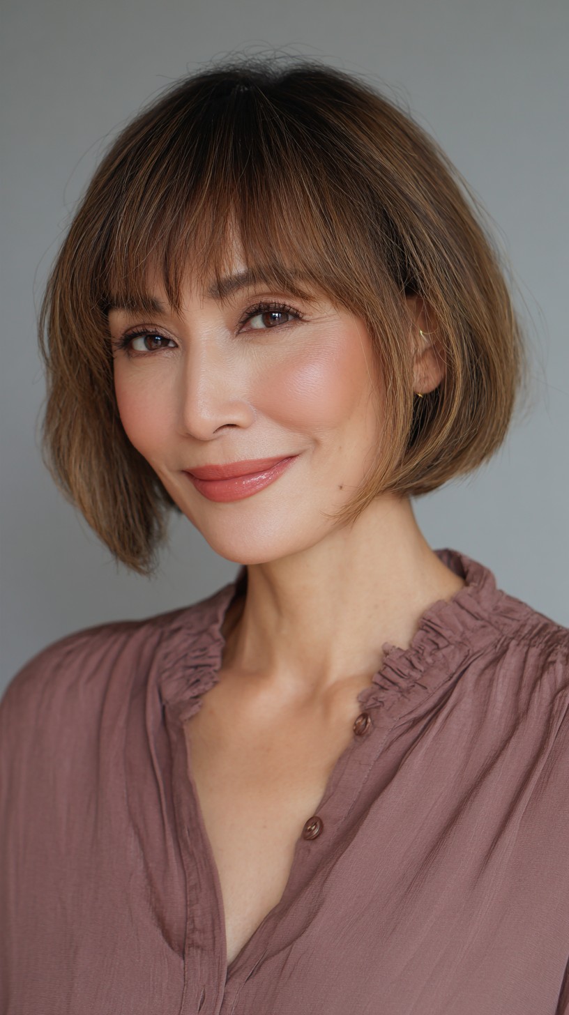 Textured Choppy Bob with Soft Bangs