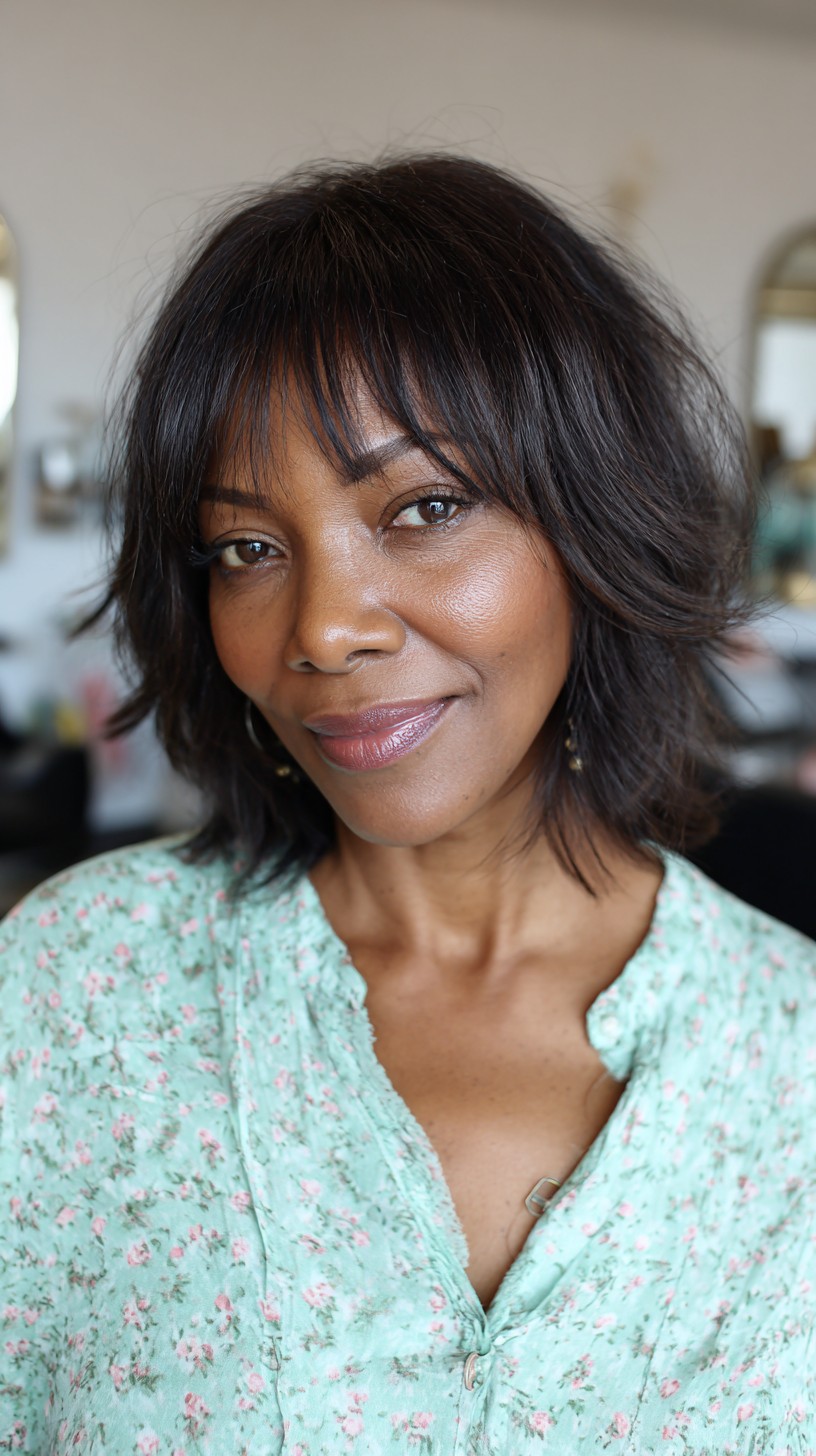 Textured Layered Bob with Soft Bangs