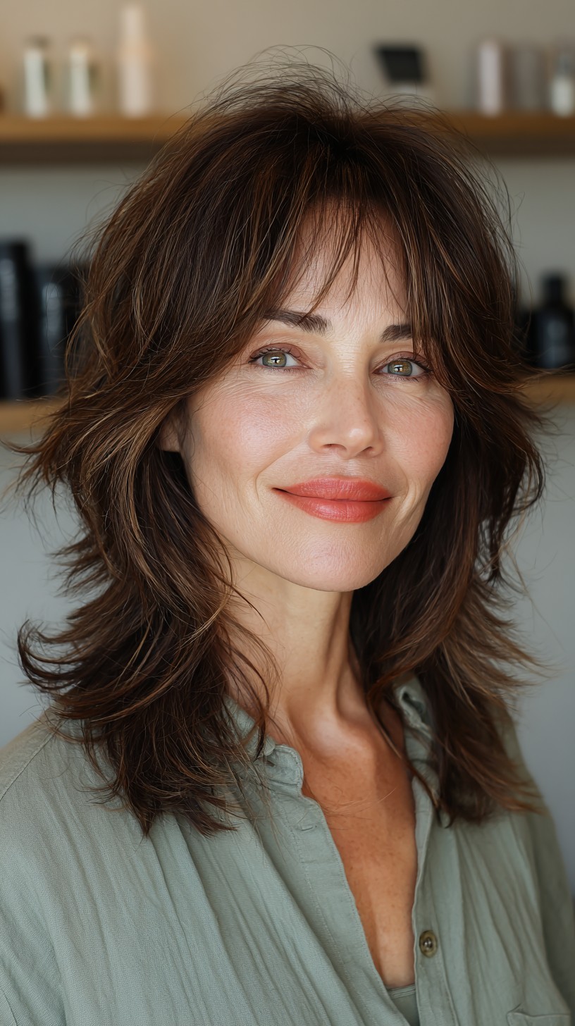 Textured Long Shag with Wispy Bangs