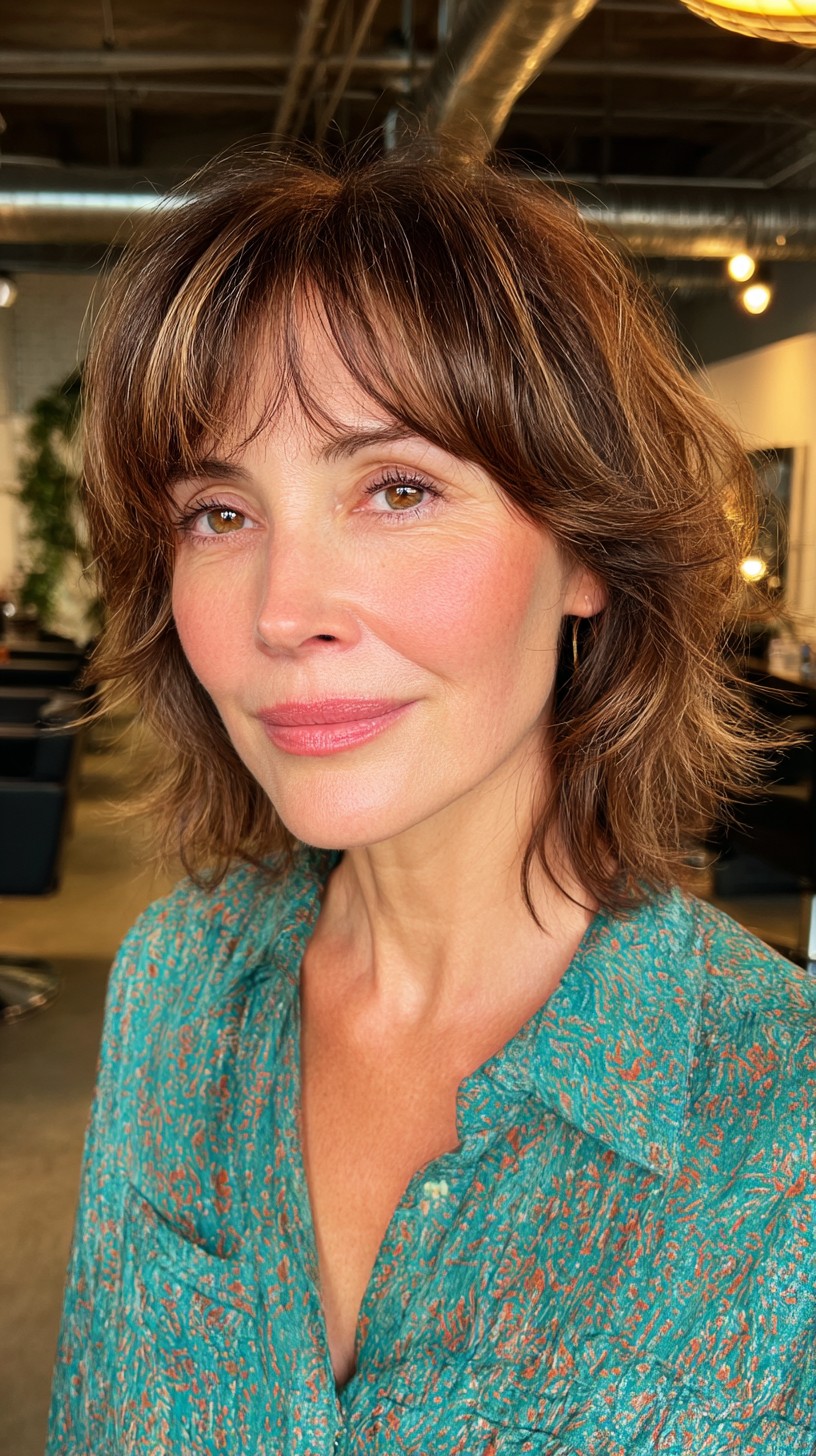 Textured Mid-Length Cut with Soft Bangs