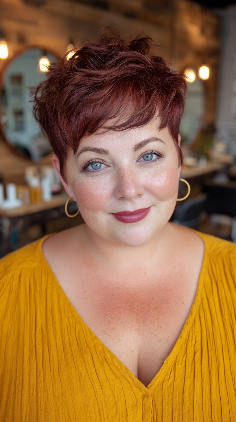 Textured Red Pixie Cut with Soft Layers