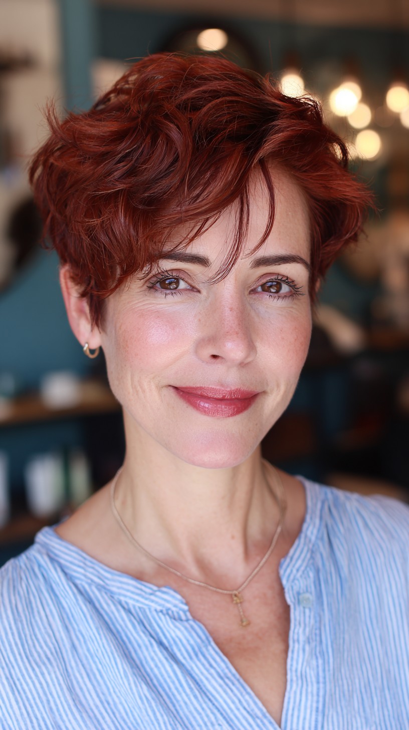 Textured Red Pixie Cut with Soft Volume