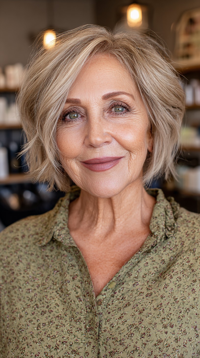 Textured Short Blonde Cut with Flattering Layers