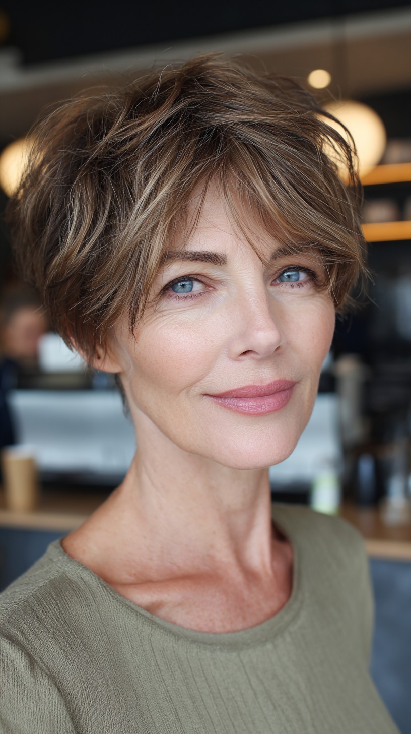 Textured Short Crop with Soft Face-Framing Layers