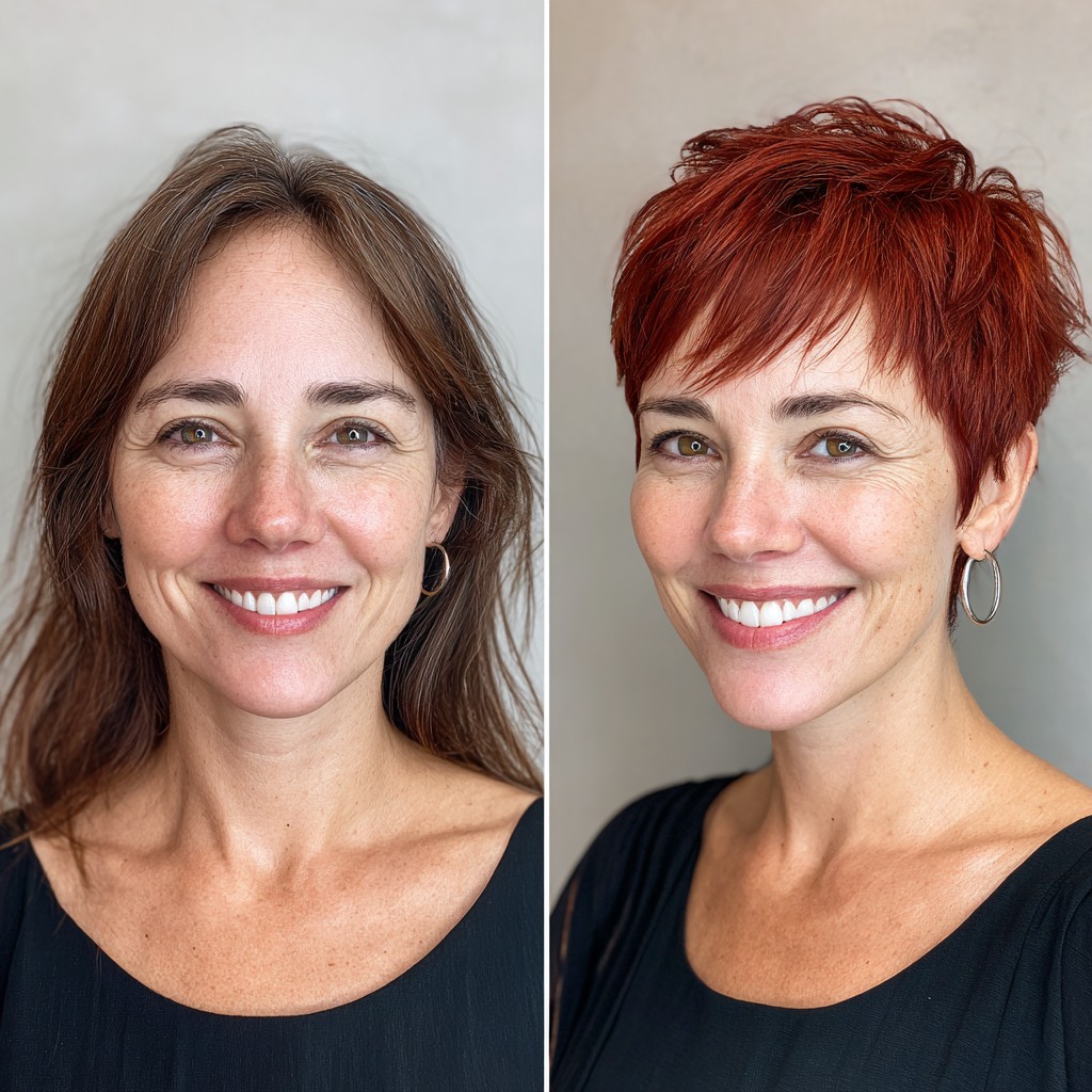 Vibrant Textured Red Pixie Cut with Subtle Layers