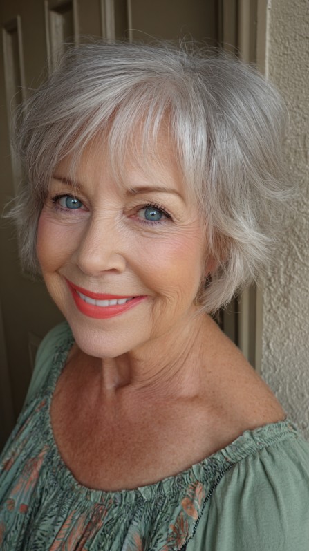 Soft Textured Silver Bob with Subtle Layers