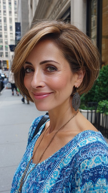 Chic Textured Bob with Subtle Highlights