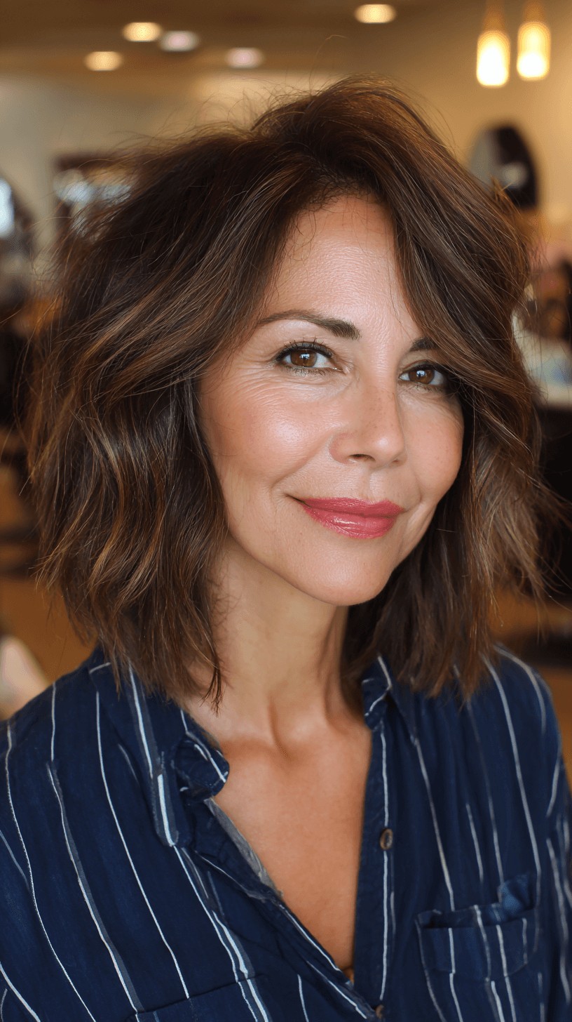 Textured Shoulder-Length Shag with Soft Waves
