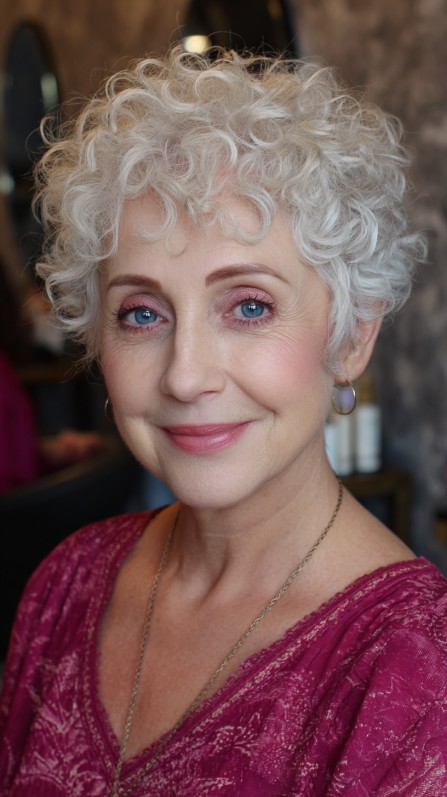 Charming Curly Silver Crop with Defined Texture