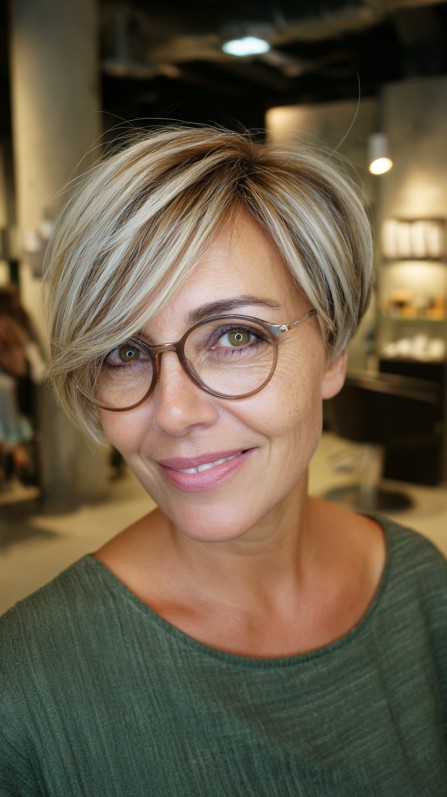 Chic Asymmetrical Short Cut with Subtle Highlights