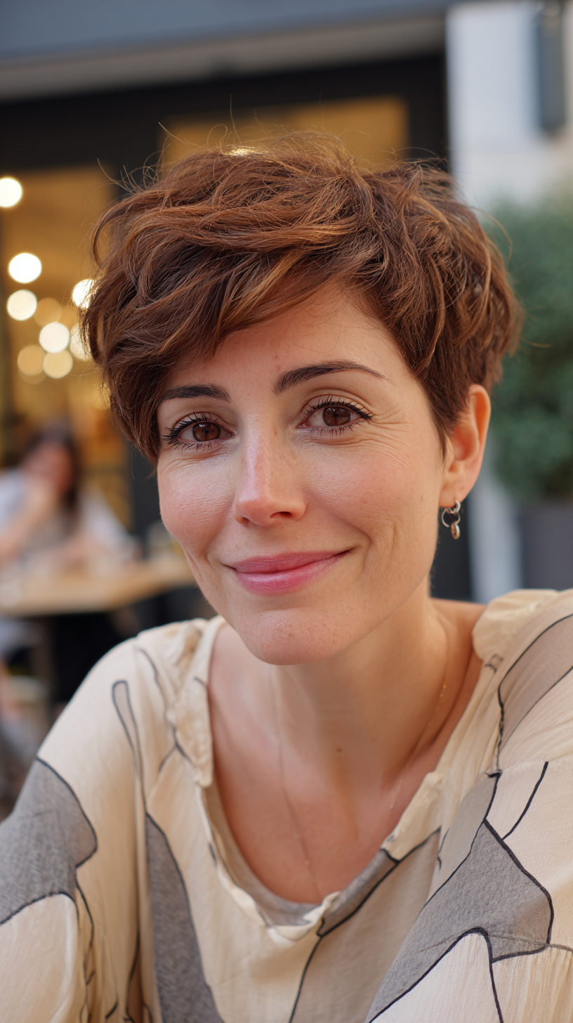 Chic Curly Pixie with Soft Layers