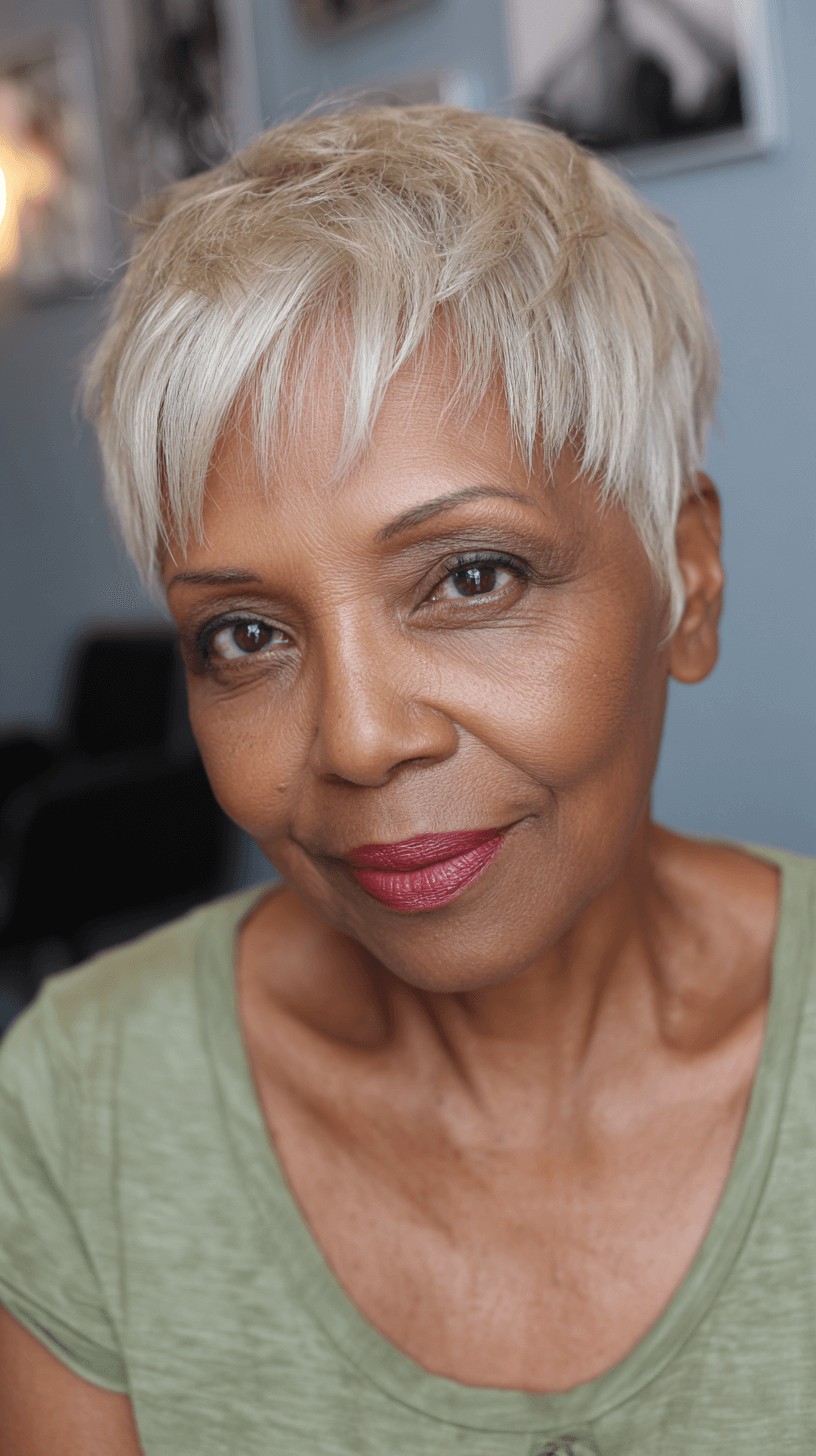 Chic Short Textured Platinum Pixie with Edgy Layers