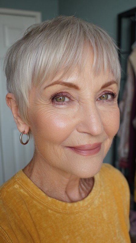 Chic Silver Pixie Cut with Textured Layers