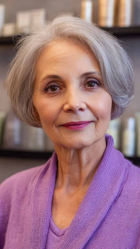 Chic Silvery Layered Bob with Soft Movement