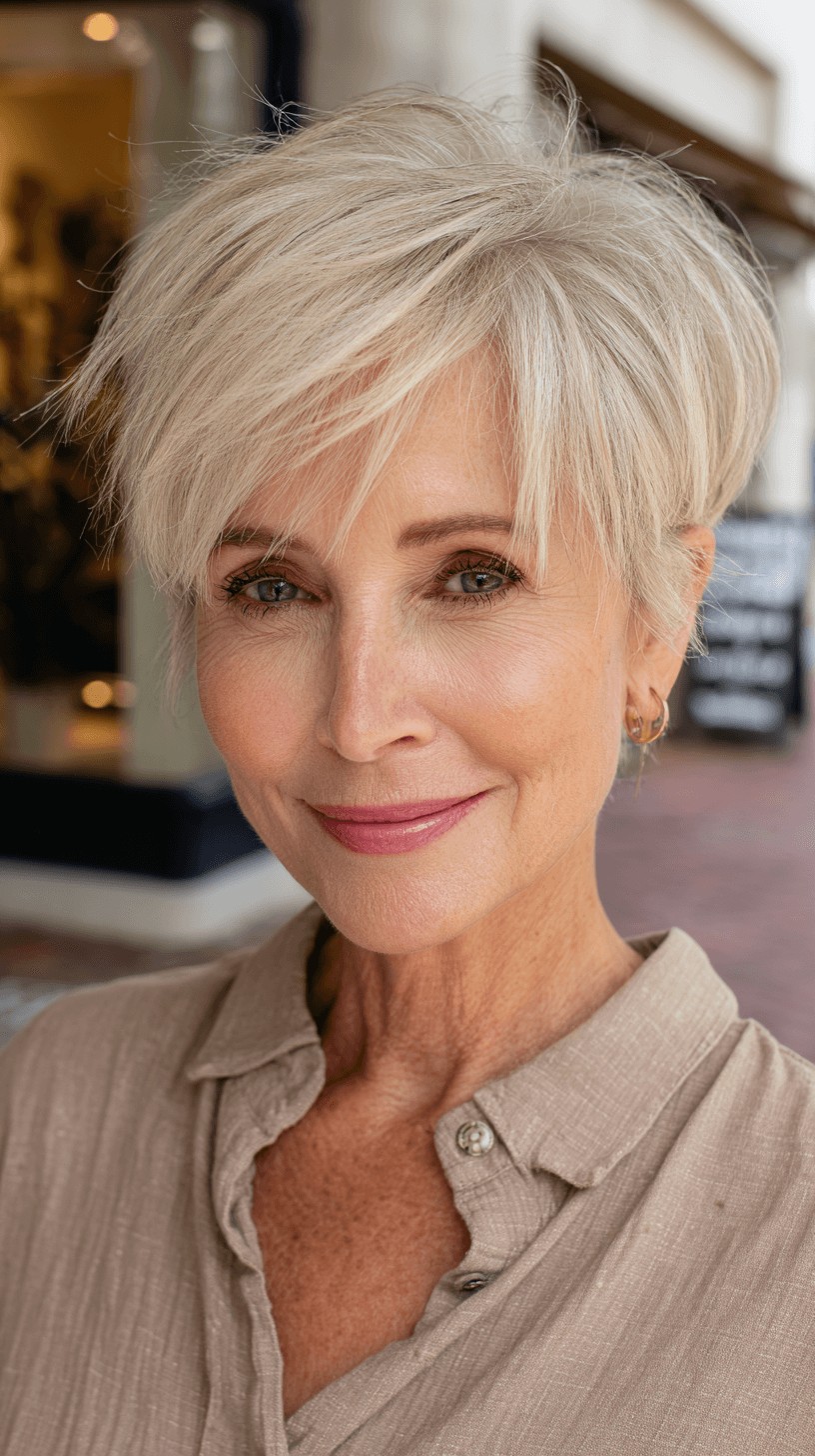 Chic Soft Blonde Pixie with Textured Layers