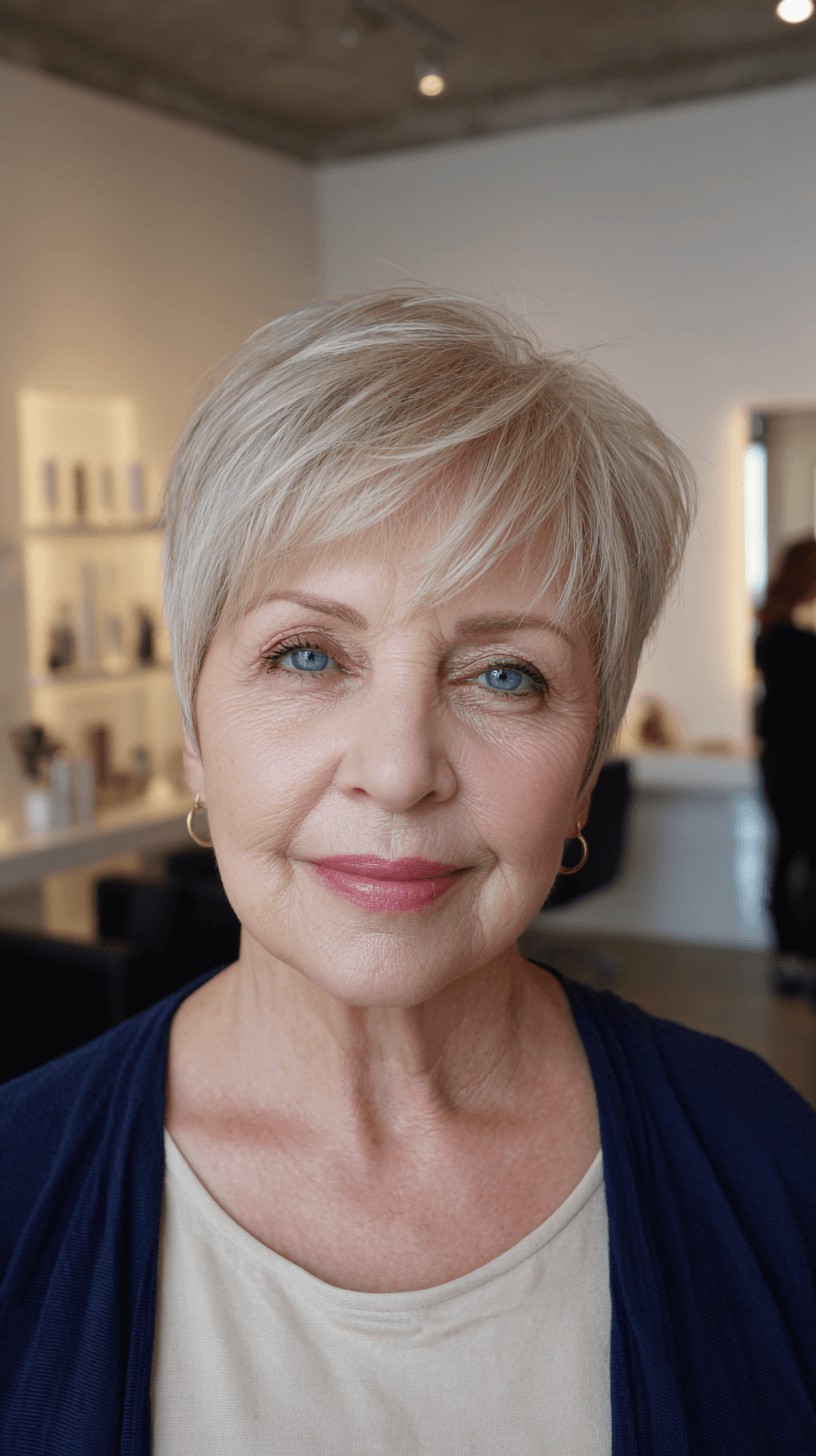 Chic Soft Platinum Blonde Pixie with Textured Layers