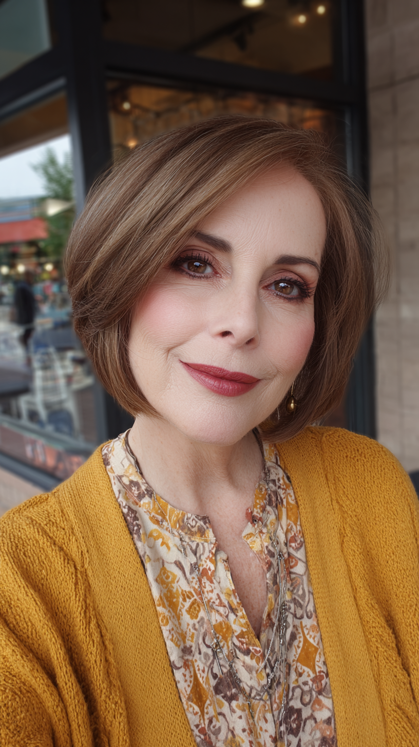 Chic Textured Bob with Subtle Highlights