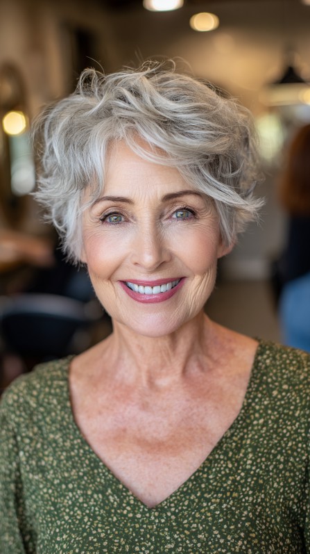 Chic Textured Gray Crop with Soft Volume