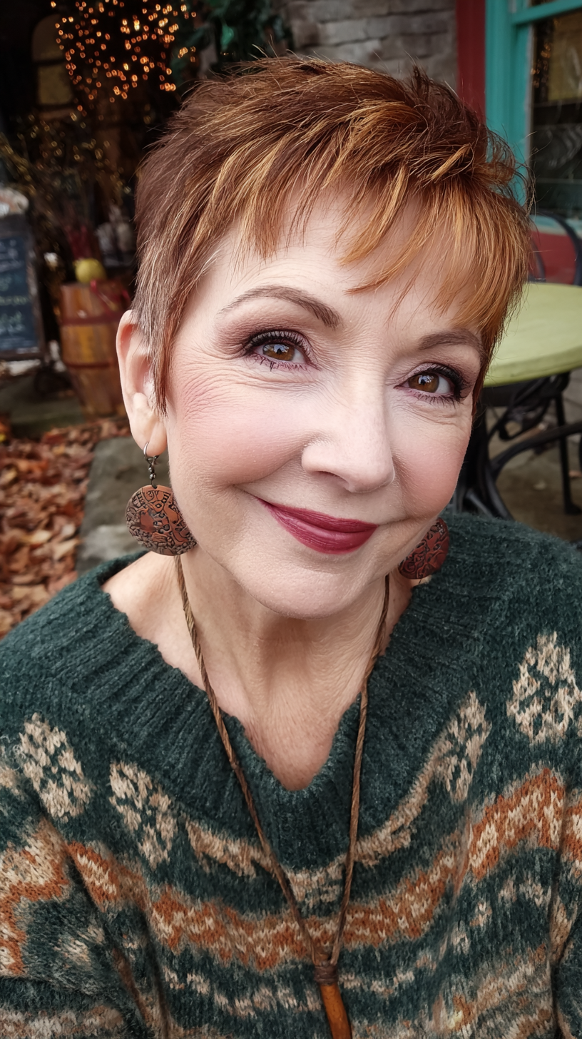 Chic Textured Short Pixie with Soft Highlights