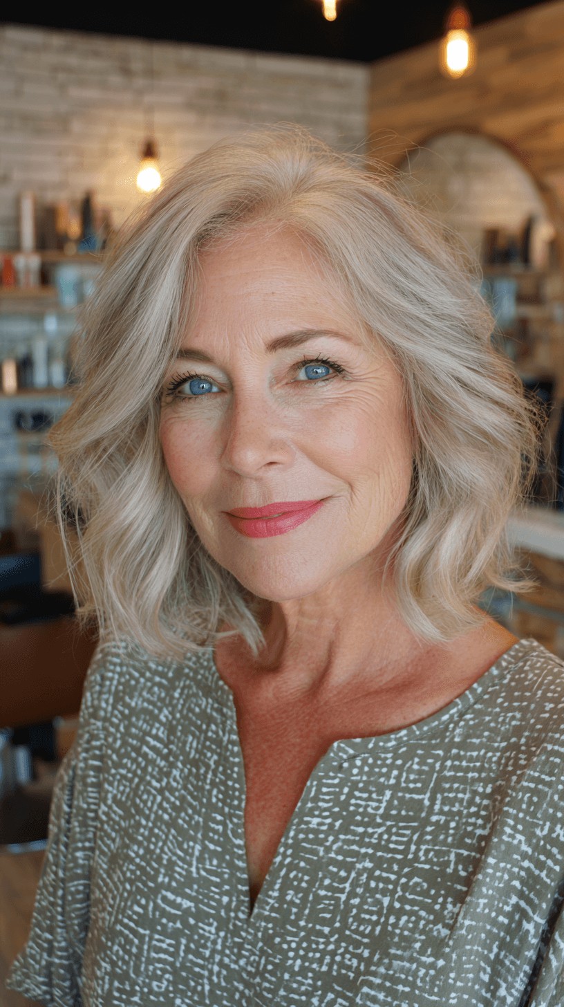 Chic Wavy Shoulder-Length Cut with Soft Highlights