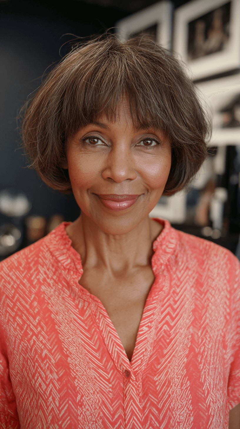 Choppy Textured Bob with Long Wispy Bangs