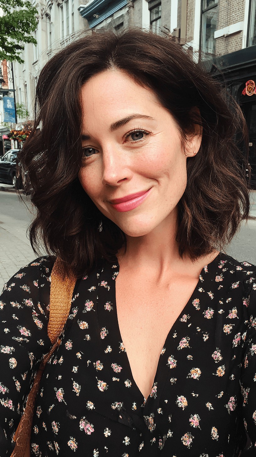 Effortlessly Chic Wavy Lob with Natural Texture
