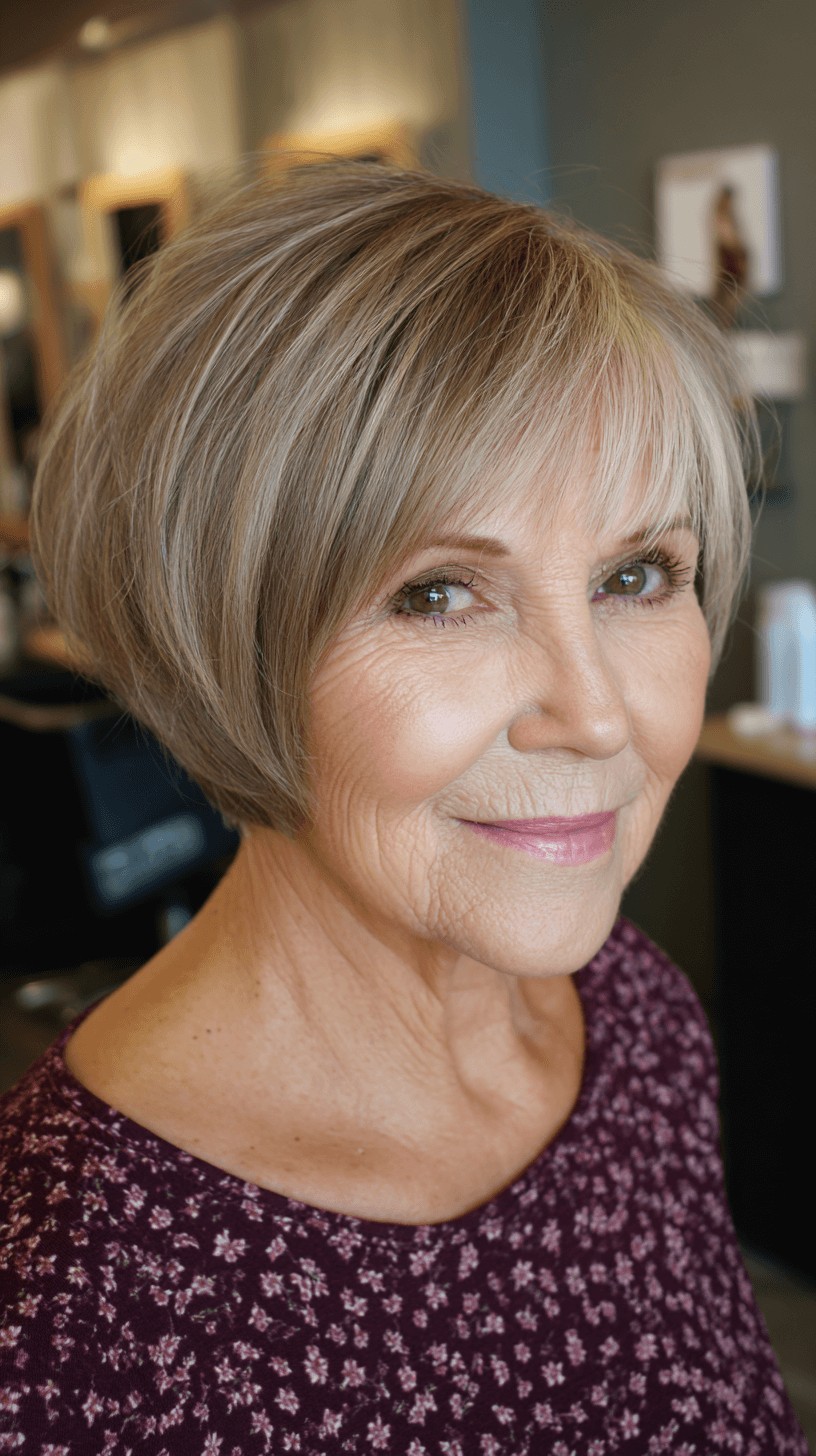 Elegant Soft Silver Bob with Wispy Bangs