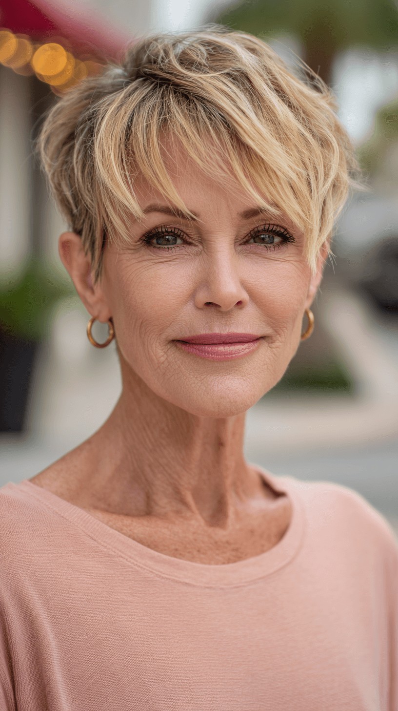 Modern Textured Pixie with Soft Long Bangs