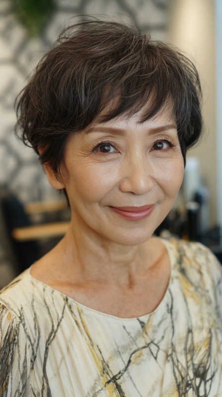 Modern Textured Short Crop with Soft Bangs