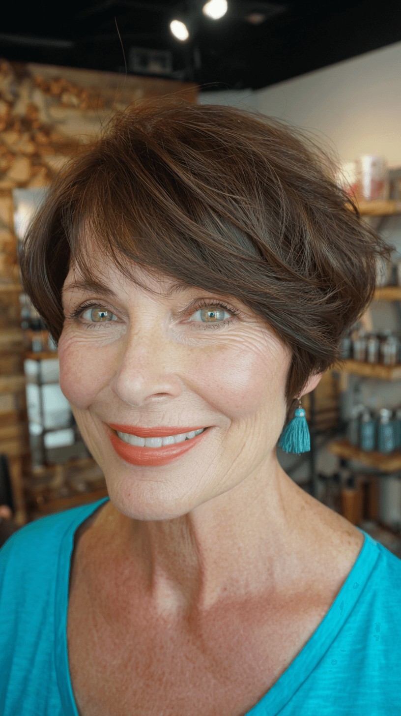 Modern Textured Short Cut with Soft Long Bangs
