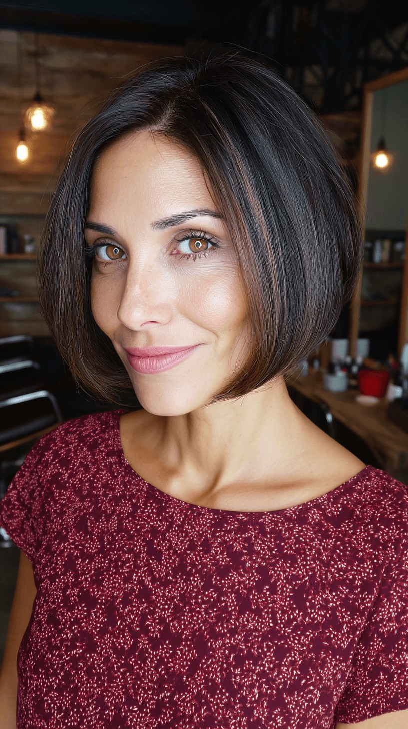 Polished Inverted Bob with Subtle Caramel Highlights