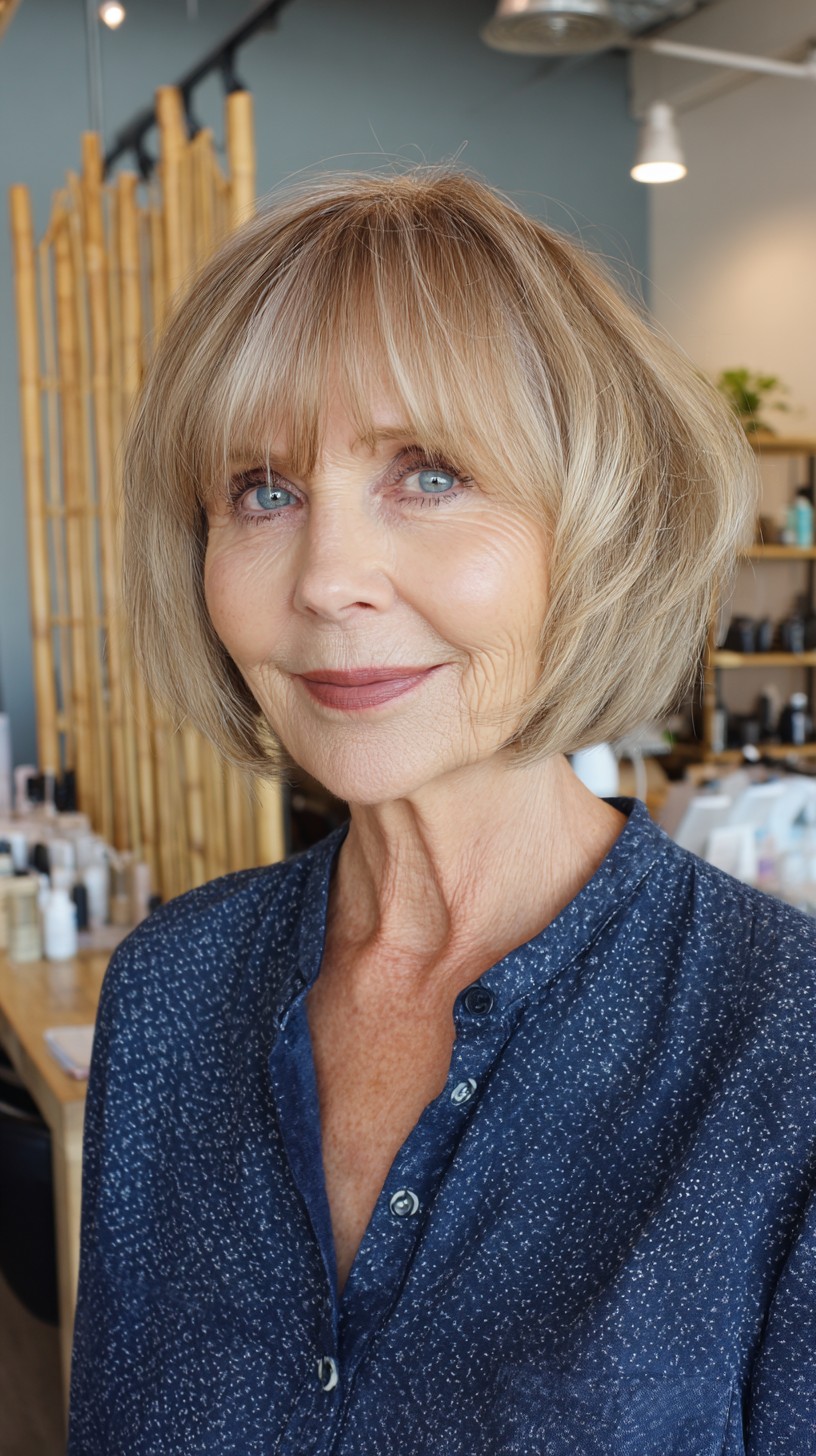 Soft Layered Bob with Long Side Bangs