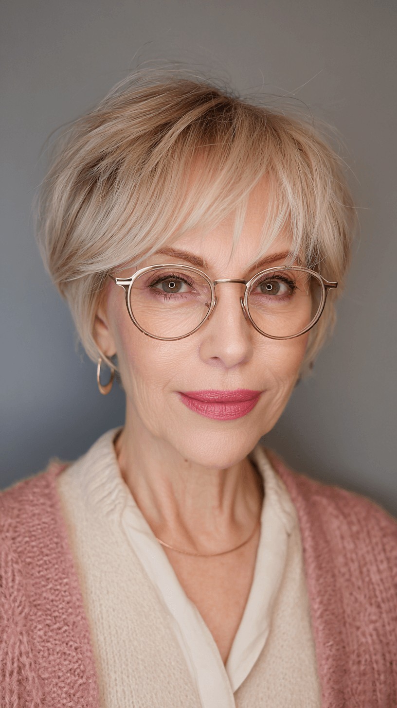 Soft Textured Blonde Pixie with Gentle Face-Framing Layers