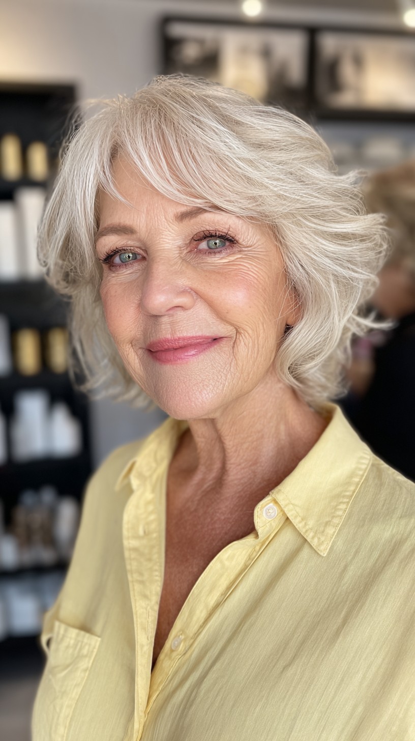 Softly Textured Wispy Bob with Gentle Waves