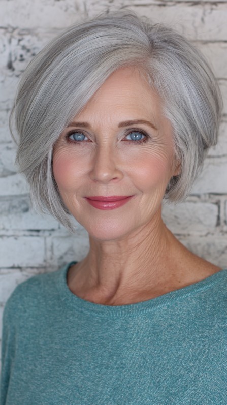 Stylish Silver Bob with Subtle Volume