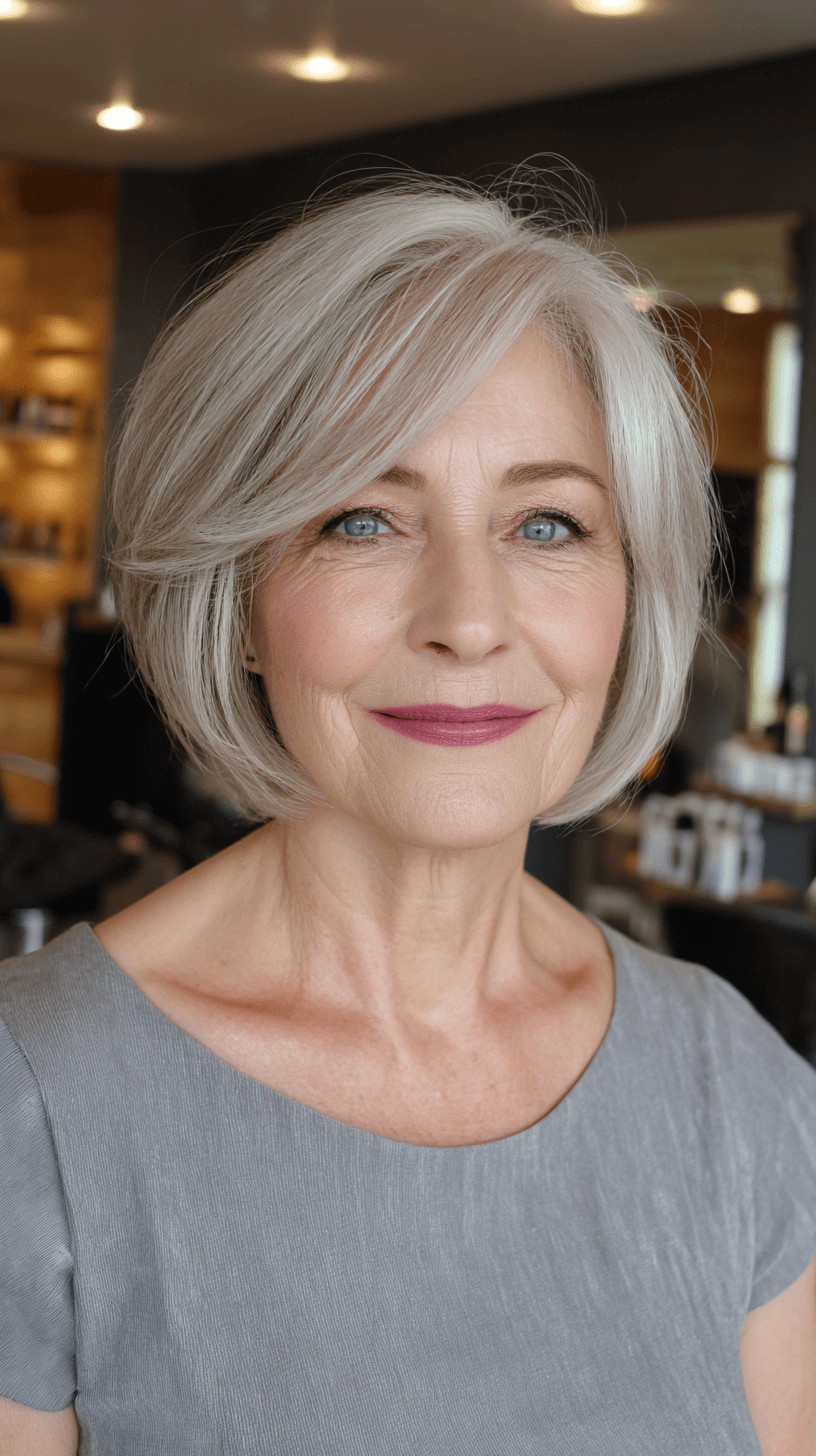 Stylish Soft Blonde Bob with Subtle Silver Accents