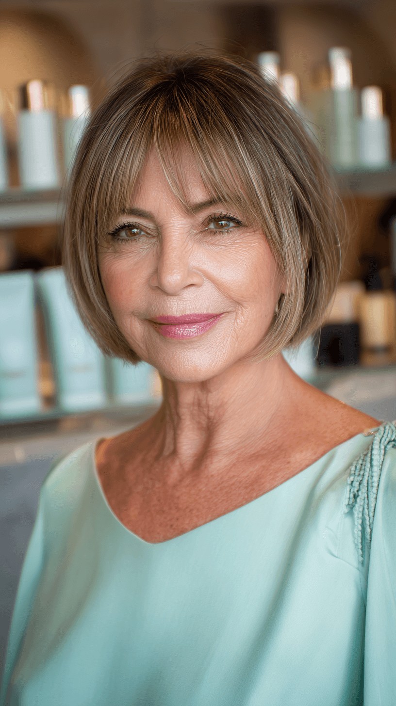 Stylish Textured Bob with Face-Framing Long Bangs