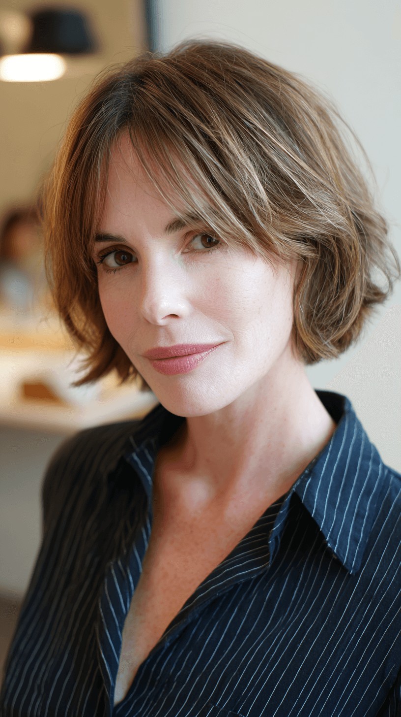 Stylish Textured Bob with Soft Curtain Bangs