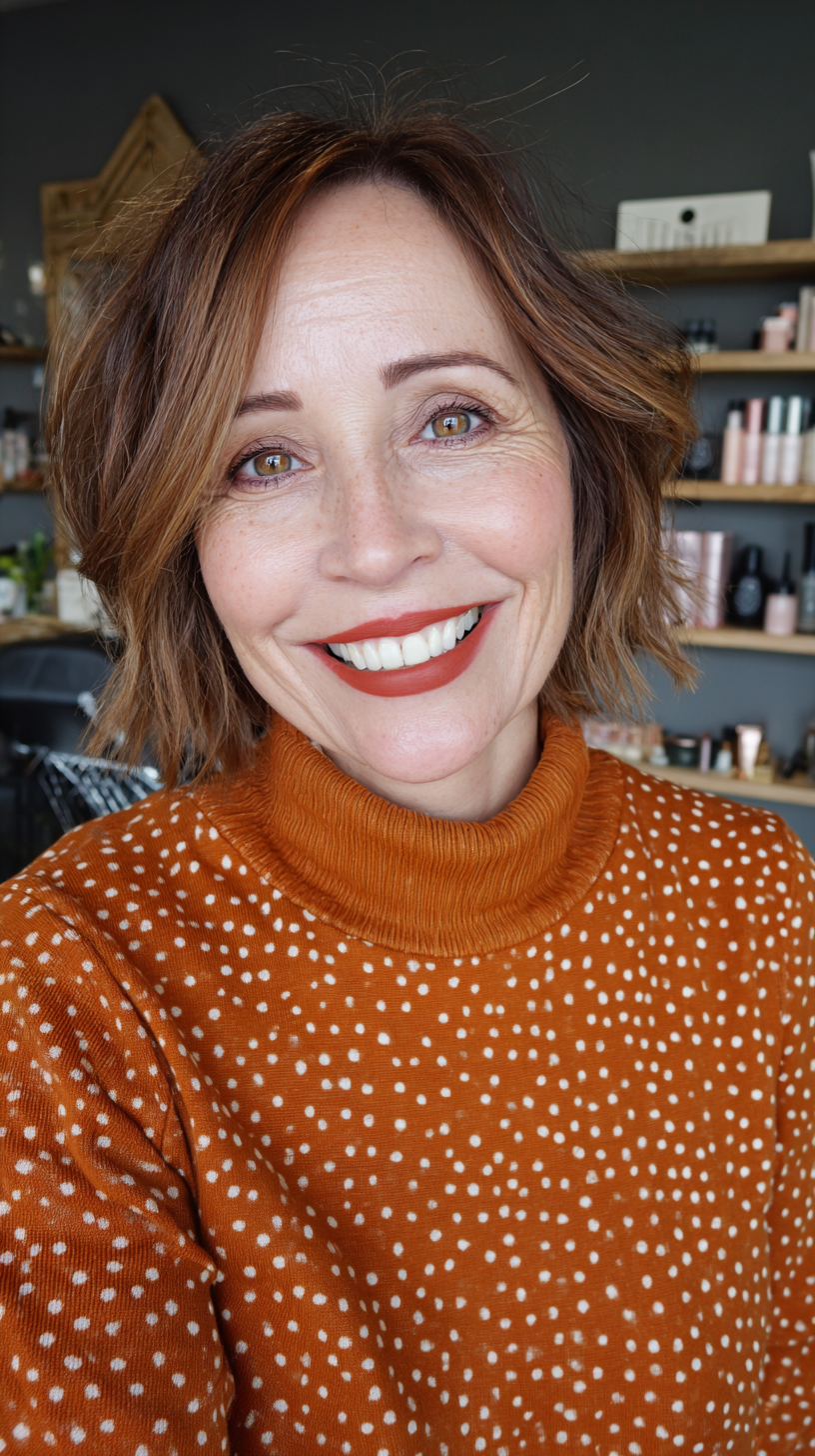 Stylish Textured Lob with Subtle Highlights