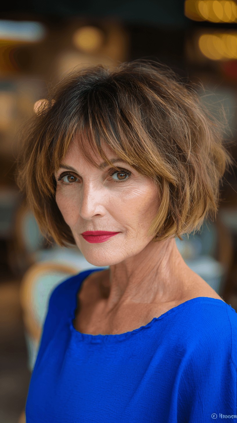 Textured Bob with Wispy Long Bangs