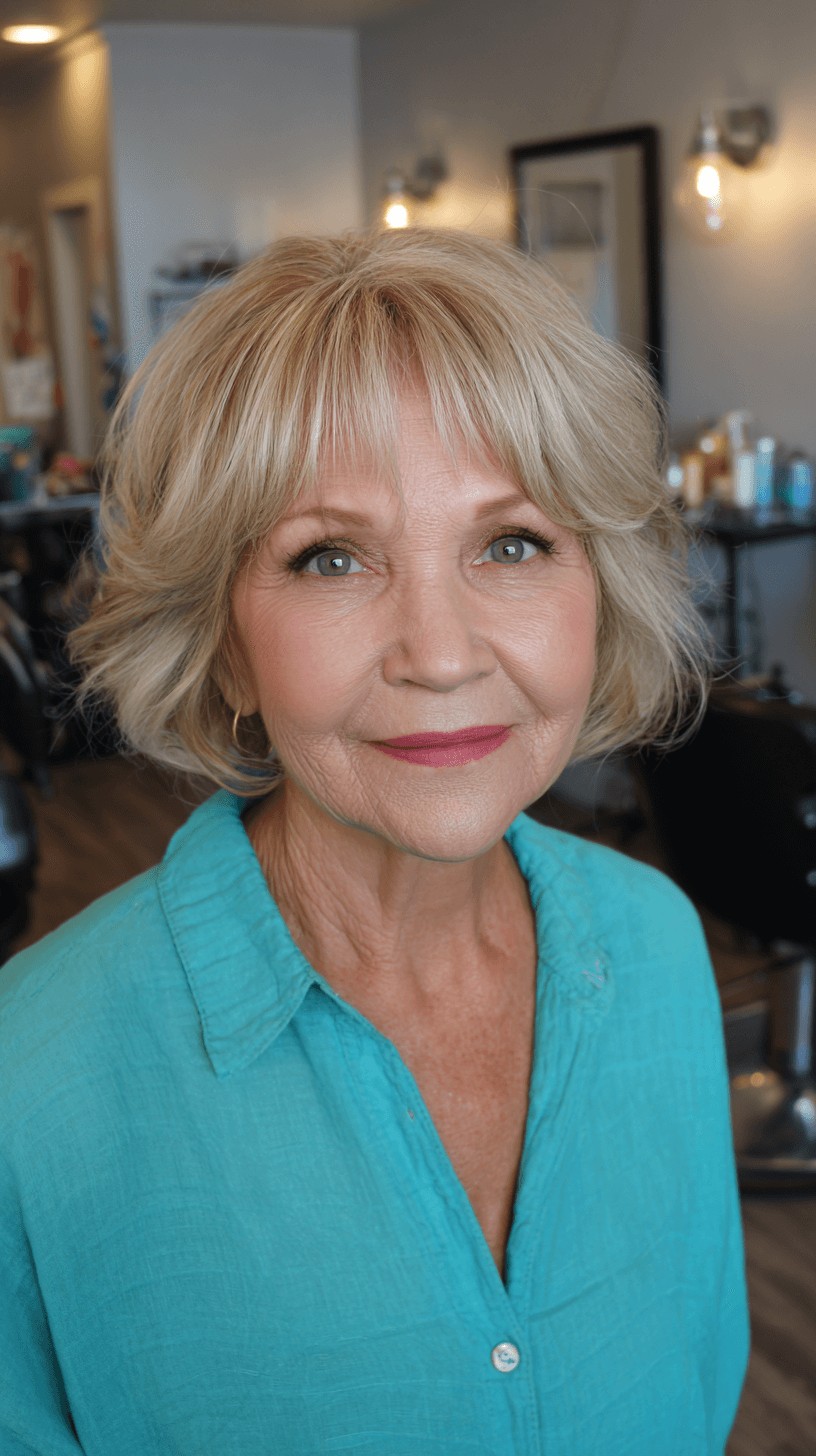 Textured Golden Bob with Soft Fringe