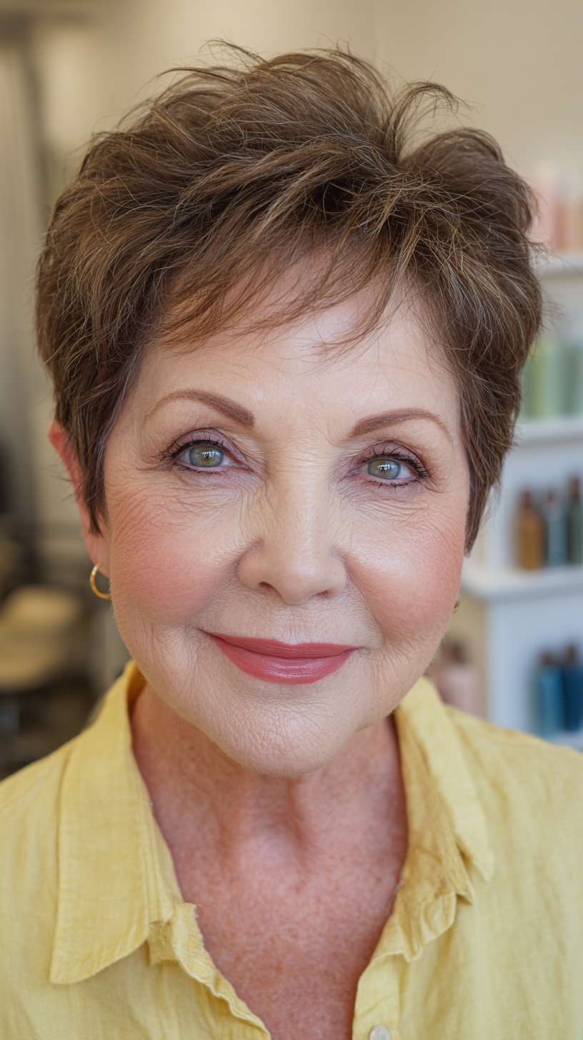 Textured Pixie with Soft Volume and Light Highlights