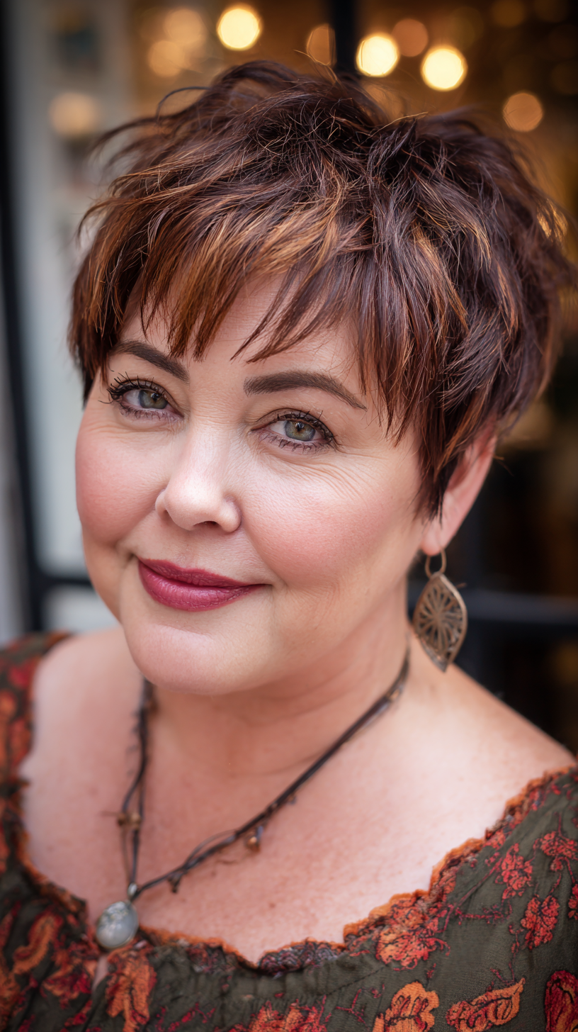 Textured Pixie with Warm Highlights and Soft Layers