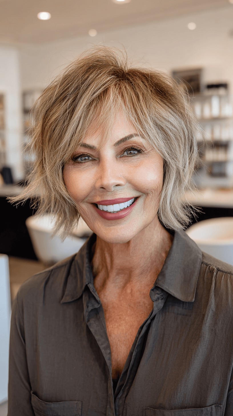 Textured Short Blonde Cut with Natural Volume